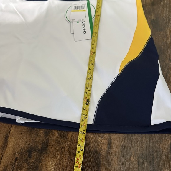 Grand Slam Performance Golf Tennis Skirt M Peacoat White Yellow Black MSRP $55 - Picture 10 of 12